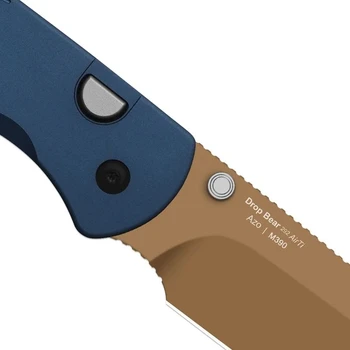 Kizer Drop Bear 292 AirTi Folding Knife Blue Aluminum Handle 2.92" Sunset Metal PVD M390 Drop Point K3619.292BD5