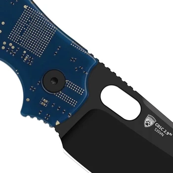 Kizer Sheepdog C01C 2.9 BS PCB Folding Knife Blue Circuit Board/Resin Handle S35VN Sheepsfoot Plain Edge Black PVD Finish K3488.29BS2