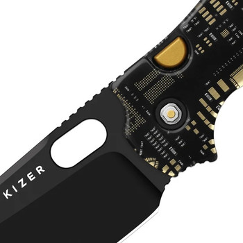 Kizer Sheepdog C01C 2.9 BS PCB Folding Knife Black Circuit Board/Resin Handle 3.0" Black PVD S35VN Sheepsfoot K3488.29BS3
