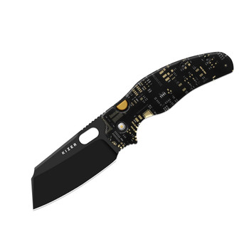 Kizer Sheepdog C01C 2.9 BS PCB Folding Knife Black Circuit Board/Resin Handle 3.0" Black PVD S35VN Sheepsfoot K3488.29BS3
