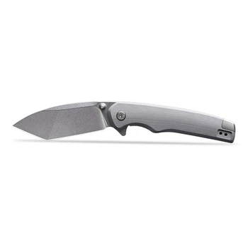 Petrified Fish Bat Folding Knife Gray G10 Handle N690 Modified Tanto Plain Edge Stonewash Finish PFE20GAW