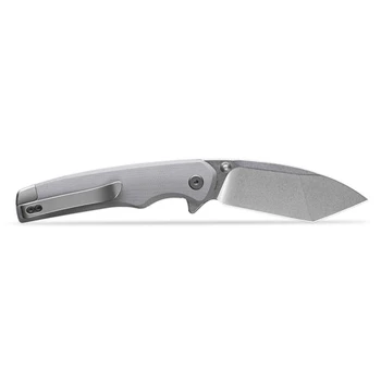 Petrified Fish Bat Folding Knife Gray G10 Handle N690 Modified Tanto Plain Edge Stonewash Finish PFE20GAW