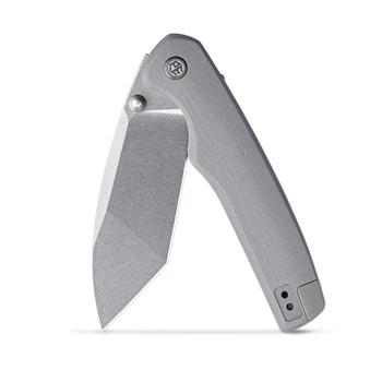 Petrified Fish Bat Folding Knife Gray G10 Handle N690 Modified Tanto Plain Edge Stonewash Finish PFE20GAW
