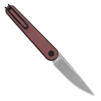 Miguron Gents Folding Knife Wine Red Aluminum Handle 3" Pearlescent Stonewash 19C27 Drop Point MGR837WRD
