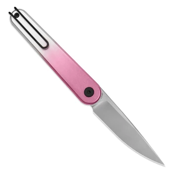 Miguron Gents Folding Knife Pink/White Anodized Aluminum Handle 3" Pearlescent Stonewash 19C27 Drop Point MGR837ANOPK