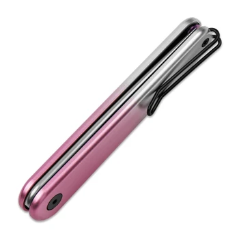 Miguron Gents Folding Knife Pink/White Anodized Aluminum Handle 3" Pearlescent Stonewash 19C27 Drop Point MGR837ANOPK