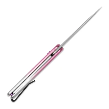 Miguron Gents Folding Knife Pink/White Anodized Aluminum Handle 3" Pearlescent Stonewash 19C27 Drop Point MGR837ANOPK