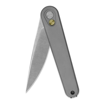 Miguron Gents Folding Knife Gray Titanium Handle 3" Satin M390 Drop Point MGR837TGY
