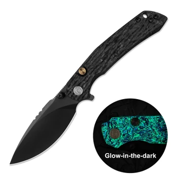 Miguron Celora Folding Knife Black Glow Carbon Fiber Handle 3.3" Black PVD 19C27 Drop Point MGR831CFBK