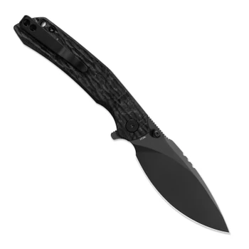 Miguron Celora Folding Knife Black Glow Carbon Fiber Handle 3.3" Black PVD 19C27 Drop Point MGR831CFBK