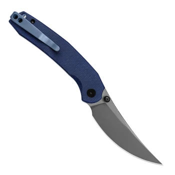 Miguron Raptor Folding Knife Blue Micarta Handle 3.35" Gray PVD 19C27 Clip Point MGR833BU