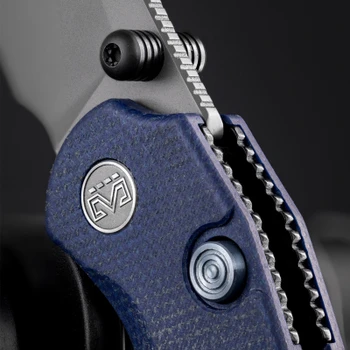 Miguron Raptor Folding Knife Blue Micarta Handle 3.35" Gray PVD 19C27 Clip Point MGR833BU