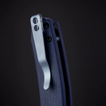 Miguron Raptor Folding Knife Blue Micarta Handle 3.35" Gray PVD 19C27 Clip Point MGR833BU