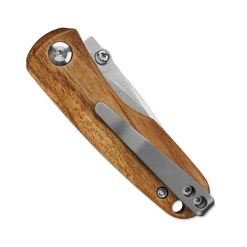 Miguron Bulldog Folding Knife Olive Wood Handle 2.4" Satin 19C27 Drop Point MGR829OWY