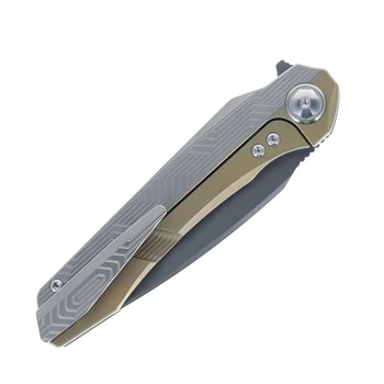 (V1 Version) Bestech Wet Nellie Folding Knife Bronze/Gray Titanium Handle 3.5" Gray PVD M-Cut Spear Point BT2505D