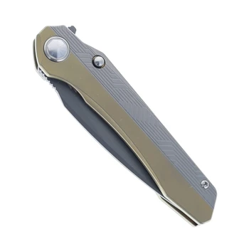 (V1 Version) Bestech Wet Nellie Folding Knife Bronze/Gray Titanium Handle 3.5" Gray PVD M-Cut Spear Point BT2505D