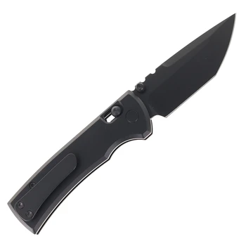 Chaves Knives Redencion X-Lock Folding Knife Black Anodized Aluminum Handle 3.25" Black PVD D2 Tanto