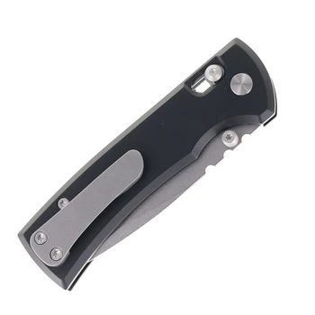 Chaves Knives Redencion X-Lock Folding Knife Black Anodized Aluminum Handle 3.25" Stonewash D2 Drop Point