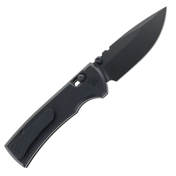 Chaves Knives Redencion X-Lock Folding Knife Black Anodized Aluminum Handle 3.25" Black PVD D2 Drop Point