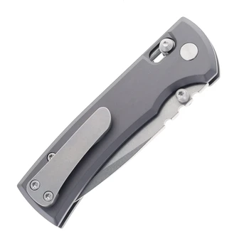 Chaves Knives Redencion X-Lock Folding Knife Gray Anodized Aluminum Handle 3.25" Stonewash D2 Drop Point