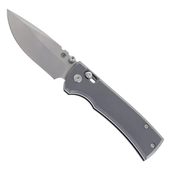 Chaves Knives Redencion X-Lock Folding Knife Gray Anodized Aluminum Handle 3.25" Stonewash D2 Drop Point