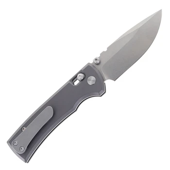 Chaves Knives Redencion X-Lock Folding Knife Gray Anodized Aluminum Handle 3.25" Stonewash D2 Drop Point