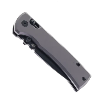 Chaves Knives Redencion X-Lock Folding Knife Gray Anodized Aluminum Handle 3.25" Black PVD D2 Drop Point
