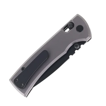 Chaves Knives Redencion X-Lock Folding Knife Gray Anodized Aluminum Handle 3.25" Black PVD D2 Drop Point