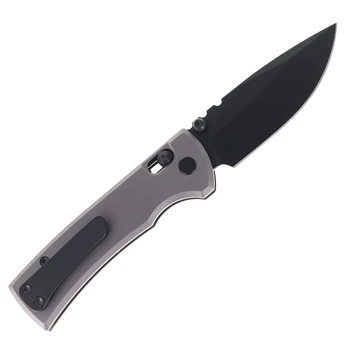 Chaves Knives Redencion X-Lock Folding Knife Gray Anodized Aluminum Handle 3.25" Black PVD D2 Drop Point