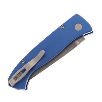 Pro-Tech Walter Brend Classic Automatic Knife Blue Aluminum Handle 3.35" Acid Wash MagnaCut Drop Point