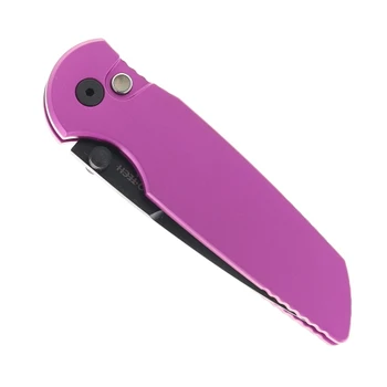 Pro-Tech TR-3 Integrity Limited Manual Folding Knife Purple Aluminum Handle 3.5" Black DLC MagnaCut Spear Point