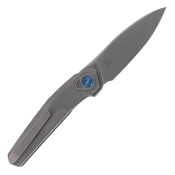 Reate Knives VK-FUX Folding Knife Darkwashed Pattern Titanium Handle 3.3" Darkwashed Elmax Blade