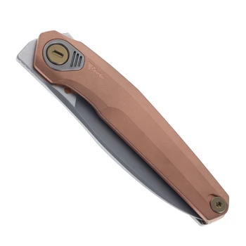 Reate Knives VK-FUX Folding Knife Stonewashed Copper Handle 3.3" Frosted Satin Elmax Blade
