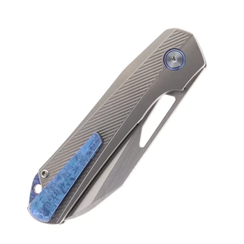 Remette x Divo Bender Right-Hand Folding Knife Gray Titanium Handle 3.15" Satin Vanax DIVORT1C
