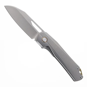 Remette x Divo Bender Right-Hand Folding Knife Stonewashed Titanium Handle 3.15" Stonewash Vanax DIVORT1D