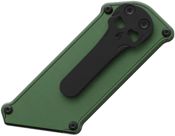 Chaves C.H.U.B. Slipper Utility Knife Green Anodized Aluminum Handle Stainless Steel Plain Edge Black Finish 14671