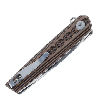 TwoSun Folding Knife Brown Pattern G10 Handle D2 Plain Edge Satin Finish TS06-D2-G10