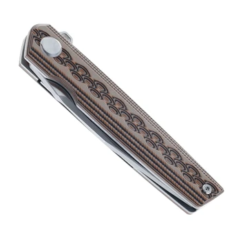 TwoSun Folding Knife Brown Pattern G10 Handle D2 Plain Edge Satin Finish TS06-D2-G10
