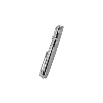 KB Cargo Folding Knife Gray Sandblast Titanium Handle M390 Drop Point Plain Edge Silver Bead Blast Finish KB480A