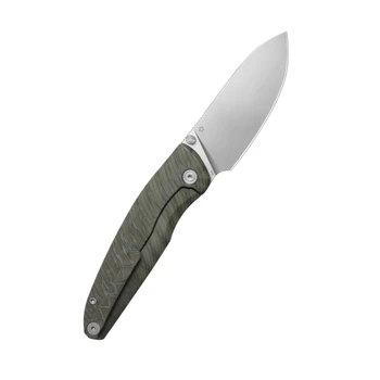 KB Cargo Folding Knife Flame Anodized Titanium Handle M390 Drop Point Plain Edge Silver Bead Blast Finish KB480B