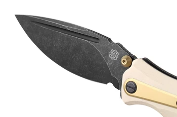 Poikilo Blade Thermic Tactical Ambient 2026B Folding Knife Ivory G10 4.00" Black Stonewash M390 Drop Point