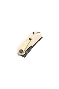 Poikilo Blade Thermic Tactical Ambient 2026D Folding Knife Ivory G10 1.89" Black Stonewash M390 Sheepsfoot