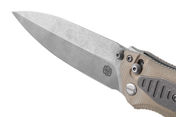 Poikilo Blade Thermic Tactical Plasma 2026A Folding Knife Desert Tan Micarta 3.89" Stonewash M390 Spear Point