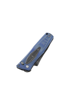 Poikilo Blade Thermic Tactical Plasma 2026B Folding Knife Blue Micarta 3.68" Black Stonewash M390 Tanto