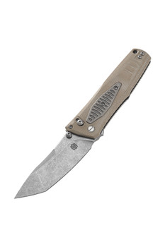 Poikilo Blade Thermic Tactical Plasma 2026B Folding Knife Desert Tan Micarta 3.68" Stonewash M390 Tanto
