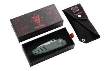 Poikilo Blade Thermic Tactical Subzero 2026A Folding Knife Forest Green G10 3.62" Stonewash M390 Sheepsfoot