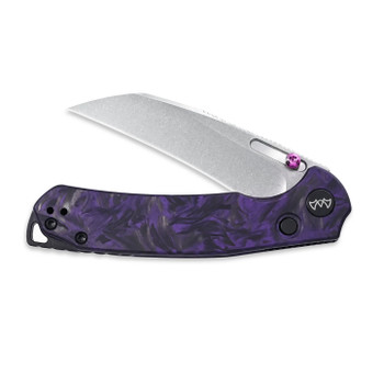 Wixco Wortex XL Folding Knife Purple Shredded Carbon Fiber Handle 14C28N Hawkbill Plain Edge Stonewash Blade WX16XL-B