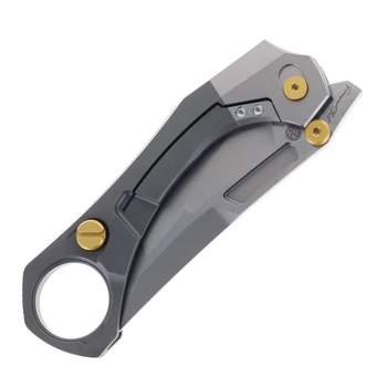Rike Forever Steel Tyokutuk-S Folding Knife Gray Titanium 3.43" Satin M390 Tanto