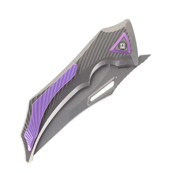Ketuo Villainous SW Folding Knife Gray Titanium 3.54" Stonewash M390 Tanto