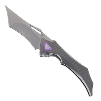 Ketuo Villainous SW Folding Knife Gray Titanium 3.54" Stonewash M390 Tanto